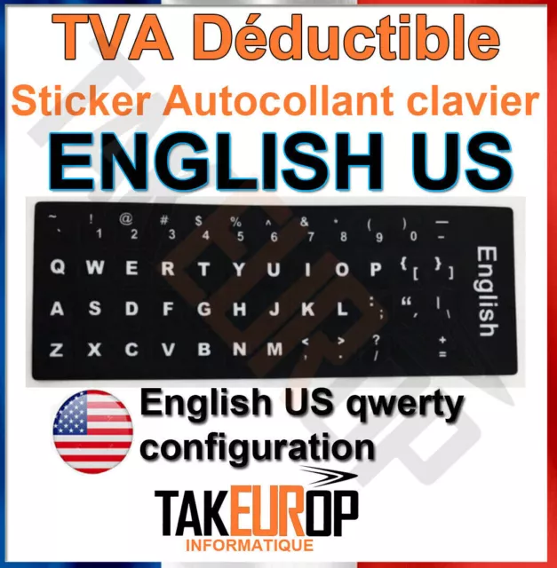 Autocollant Stickers Etiquette QWERTY Pour Clavier Ordinateur PC US anglais