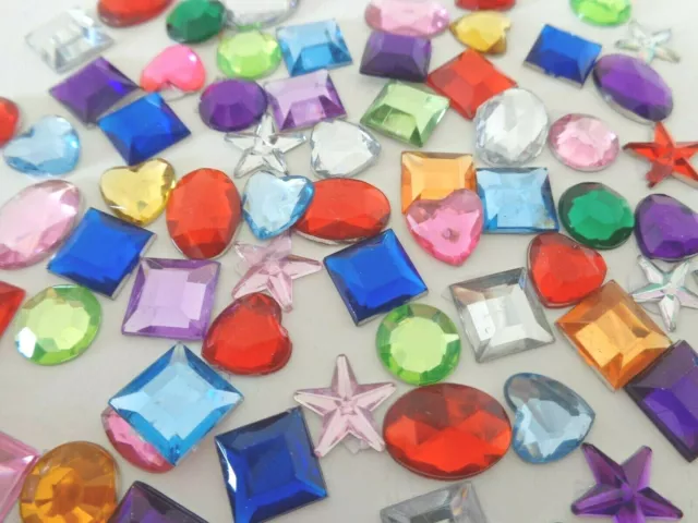 Large Craft Jewels Pack 30 Self Adhesive 3D Acrylic Gems Kids