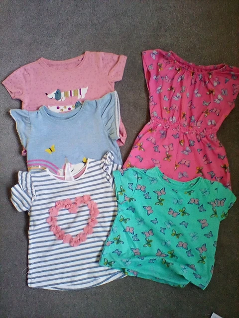 M&Co Toddler Girls T shirts x 4 + Romper shorts Age 18-24mths