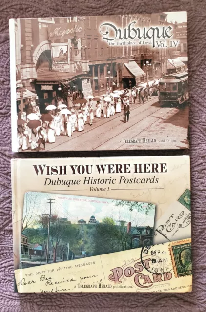 Dubuque the Birthplace of Iowa Vol. IV and Vol. I Historical Postcards (2) Books