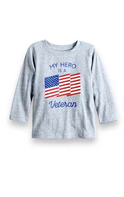 18 Mos Unisex Jumping Beans Long-Sleeve Heather Grey Tee - MY HERO IS A VETERAN 3