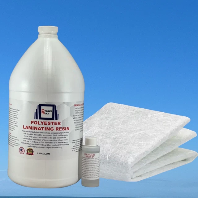 FIBERGLASS REPAIR KIT 1 Gal of Polyester Resin .75x50x10 Yard Chopped