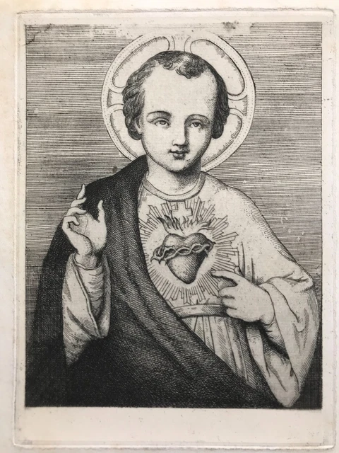 Gravure XIXè Coeur Sacré de Jésus La Cène Riboni Paris
