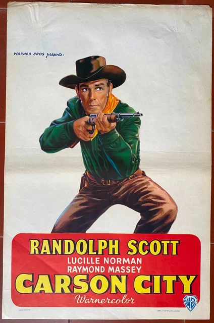 Affiche Belge LES CONQUERANTS DE CARON CITY André de Toth RANDOLPH SCOTT 1952