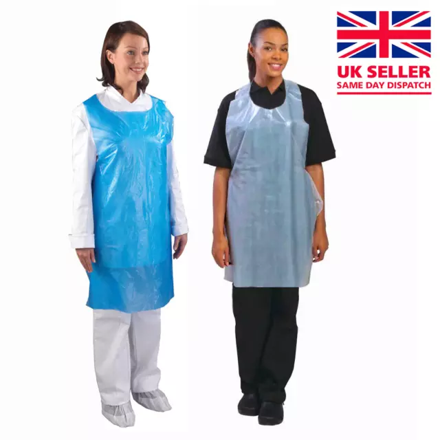 Disposable Plastic Aprons Blue / White Polythene Eco Flat Pack Waterproof Aprons