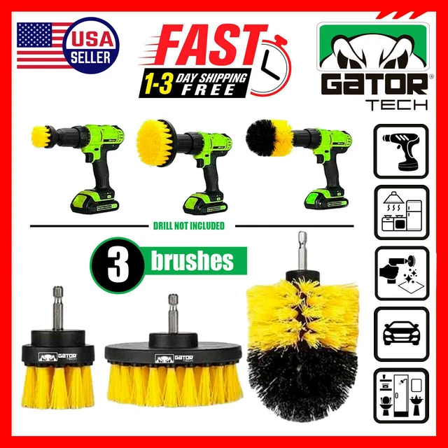 DRILL CLEANING BRUSHES Set 3Pack Power Cleaner Scrubber Tile Grout Tub