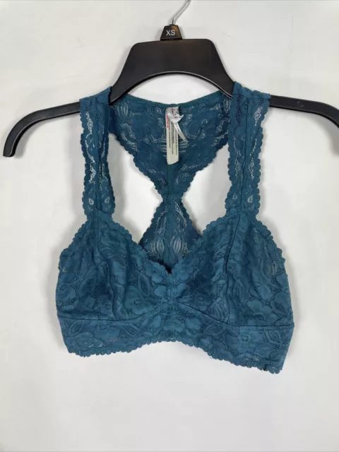 FREE PEOPLE INTIMATELY Galloon Lace Racerback Bralette Navy Blue Size XS  NEW £9.99 - PicClick UK