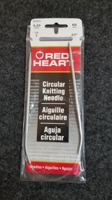 RED HEART Circular Knitting Needles 60 cm 3.25 mm US 3 24" Made in Mexico NIP