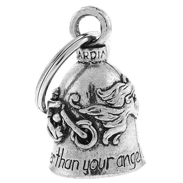 Biker Motorrad Guardian Bell Glocke Glücksbringer - ANGEL FLY Key Ring Anhänger