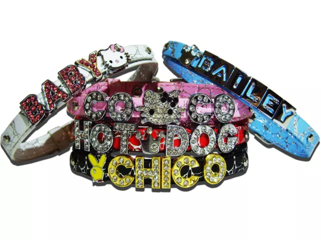 XS Personalized Name Dog collar Any Name & Charm Fits Teacup Toy & Small Breeds