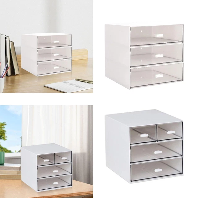 Organiseur De Bureau 3 Tiroirs Blanc – Boîte De Rangement Polypropylène Pour Bureau, Chambre, Salon Et Salle De Bain