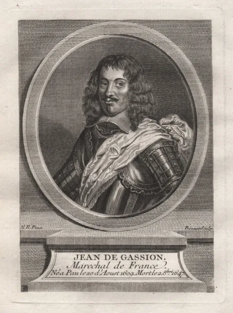 Jean de Gassion Marechal de France Kupferstich Portrait gravure engraving 1750