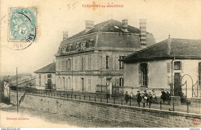 14124 cpa 55 Clermont en Argonne - school group