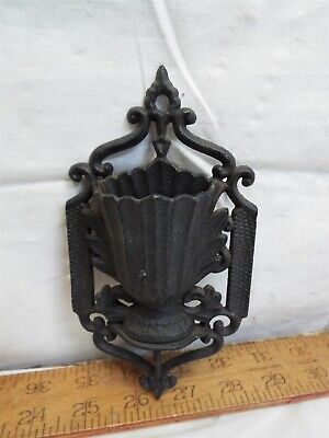 Antique Cast Iron Match Safe Holder Wall Pocket 1867 Patent Ornate Basket Tool