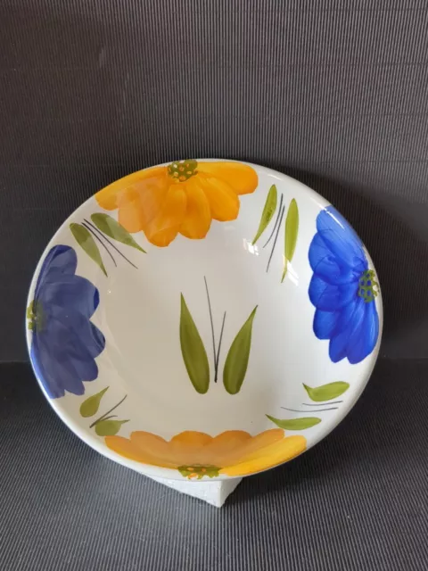 Large Vintage Italian Ceramic Fruit Bowl Floral Pattern