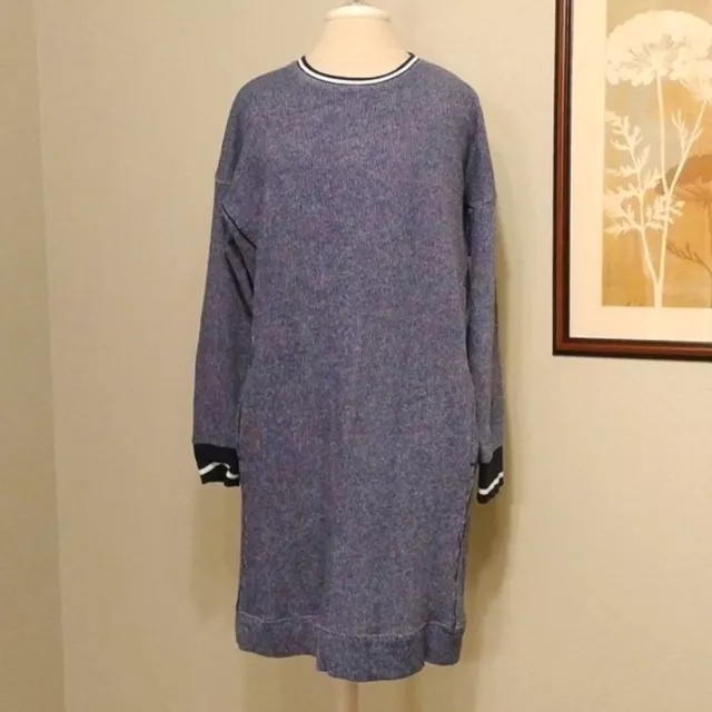 Vineyard Vines Varsity Sweatshirt Dress Size L, Navy Blue Mini.