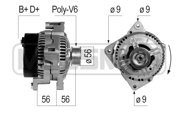 ERA Alternateur Générateur 100A 14V pour Volvo V70 I 2.4 2.0 2.5 Turbo AWD 2.3