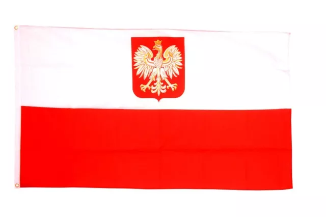 Poland Eagle Crest Flag Large 5 x 3 FT -  100% Polyester With Eyelets - Europe