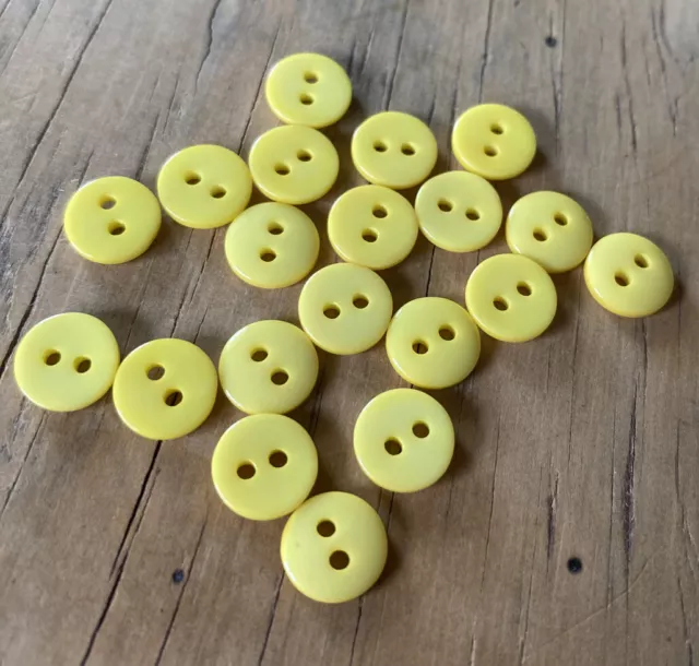 20 X Light Yellow 9mm Two Hole Resin Buttons- Australian Supplier