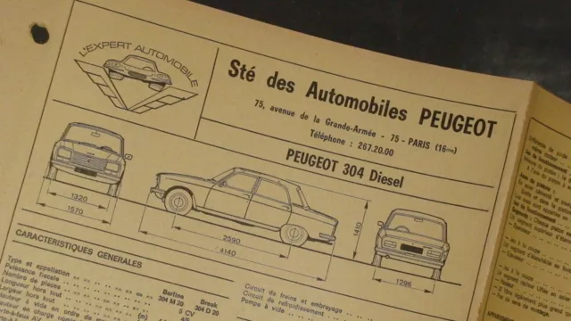 NEW !! Fiche Technique Expert Automobile : Sté PEUGEOT : Peugeot 304 DIESEL 4 P