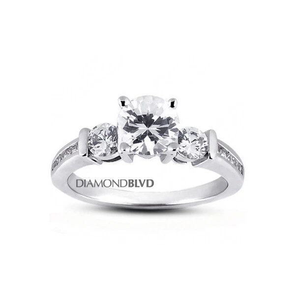 2.27 CT H SI1 Round Natural Certified Diamonds Platinum Classic Three Stone Ring