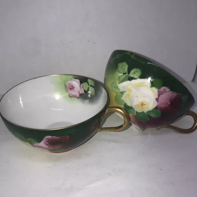 Two Antique Limoges Coronet France Tea Cup. Signed