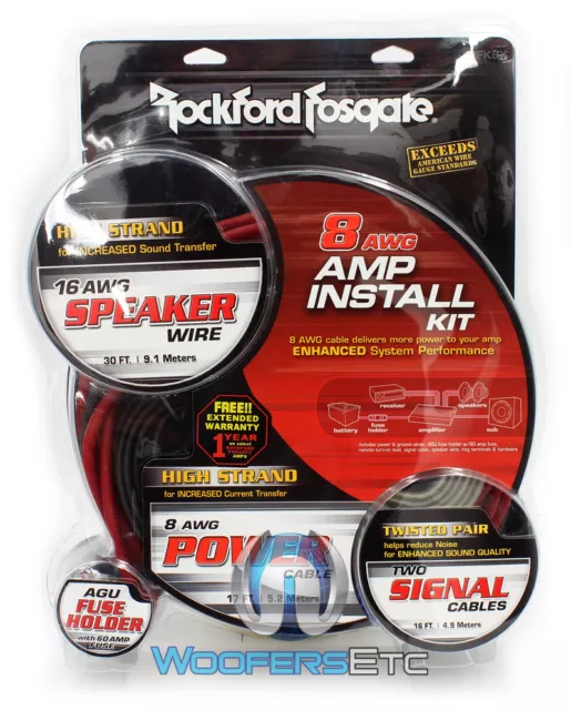 Rfk8X Rockford Fosgate 8 Awg Gauge Amp Subwoofer Amplifier Wire Installation Kit 2