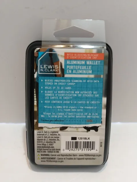LEWIS N. CLARK RFID Blocking Aluminum Wallet NWT Black $9.52 - PicClick