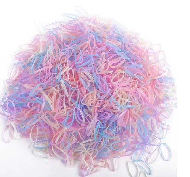 500Pcs/Pack Colorful Small Disposable Hair Bands Scrunchie Girls Elastic Rubber