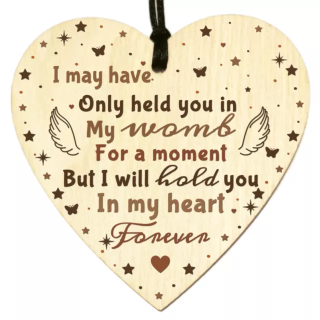 Baby Memorial Infant Loss Miscarriage Wooden Heart Plaque Sign Keepsake Gift