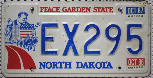 usa Original NORTH DAKOTA Auto-Kennzeichen 1986 1987 / US Nummernschild # EX295