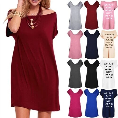 Donna Spalla Scoperta Bardot Top Vestito Largo Camicia da Notte Abbigliamento Pj