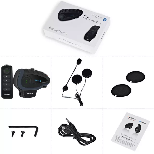 1200M Bluetooth Intercomunicador Casco de Motocicleta Auriculares NFC Control Remoto Impermeable 2