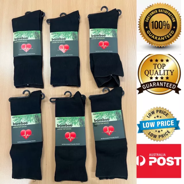 6 Pairs Premium Bamboo Loose Top Diabetic Socks 92% Bamboo, AU stock