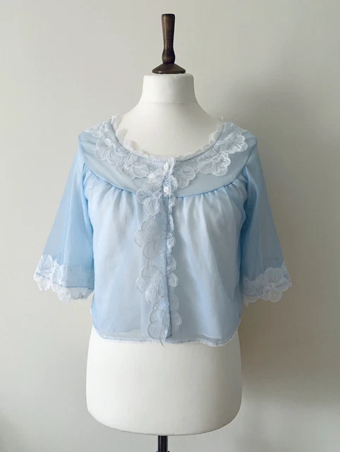 Giacca da letto vintage Dorothy Perkins nylon bambino blu 2 strati con pile anni '60