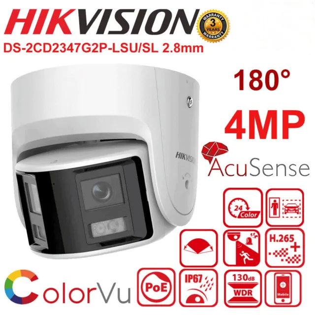 Hikvision DS-2CD2347G2P-LSU/SL 4MP ColorVu Panoramic IP Camera lens 2 Way Audio