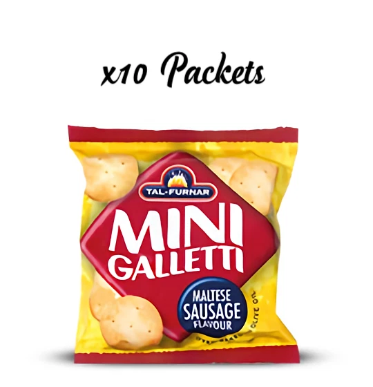 10x pkts Biscotti Acqua Malta Cracker Mini Galletti Sapore Salsiccia Maltese