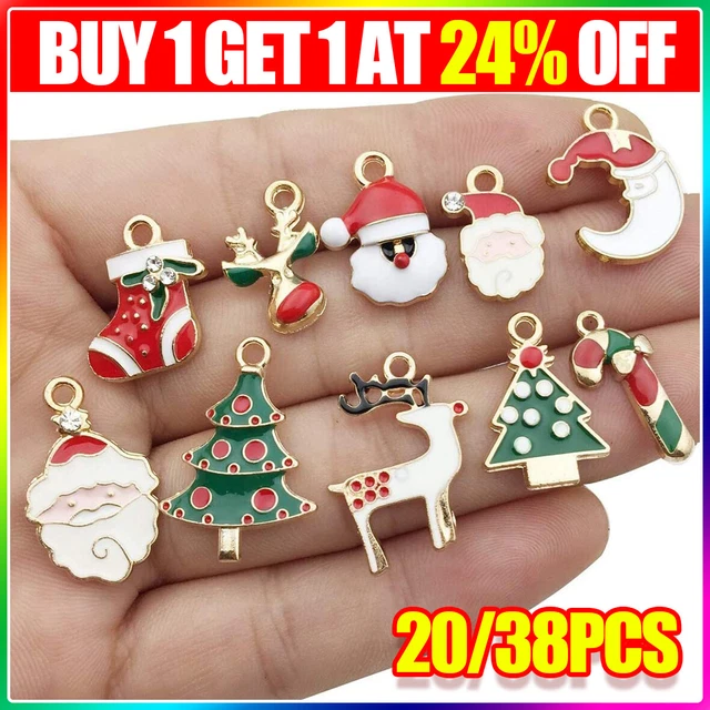 38PCS Christmas Enamel Charms Pendants Jewellery Earrings  DIY Making Bracelets