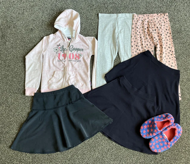 Assorted Bundle Of 5 Girls Clothes Hoodie Skirts Slippers Inc M&S TU Age 9-10 Yr