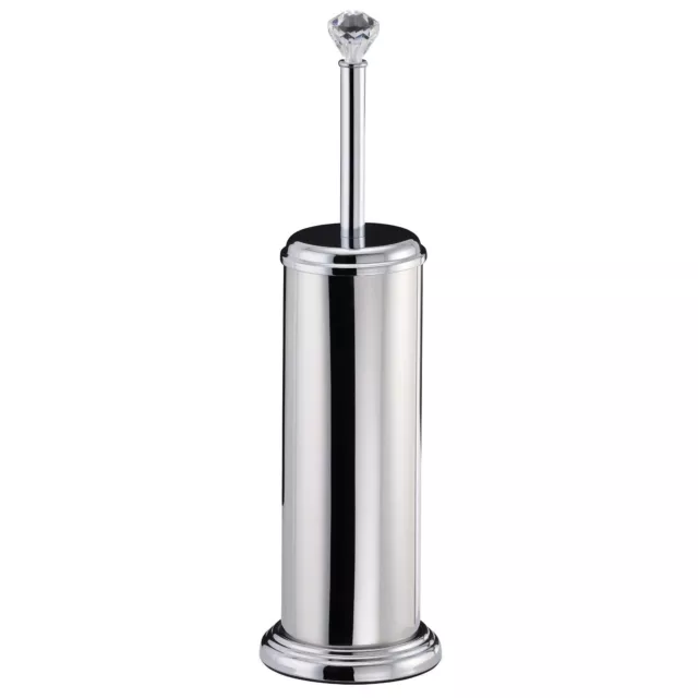 Free Standing Chrome Crystalle Toilet Brush and Holder Showerdrape