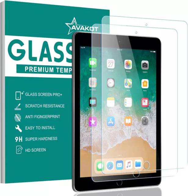 Avakot 2 Pack Tempered Glass Screen Protector for Ipad 6Th Generation | Anti-...
