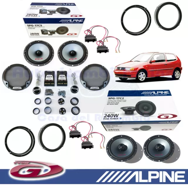 ALPINE SPG-17CS + SPG-17C2 Casse Altoparlanti 280W Ant+Post VW POLO 6N 1994>2003