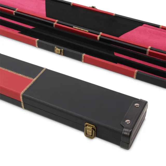 Deluxe 3/4 WIDE BURGUNDY CHEQUERED Pool Snooker Cue Case - Holds 2 Cues