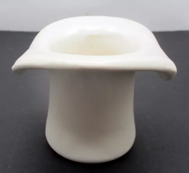 Vintage Unmarked White Pottery Ceramic Top Hat