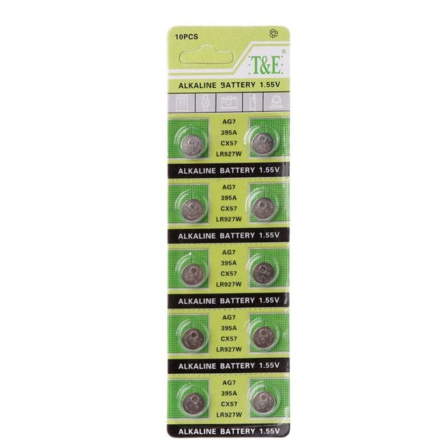 10Pcs/card AG7 For Watch Remote LR927 Cell Coin Alkaline Battery 1.55V