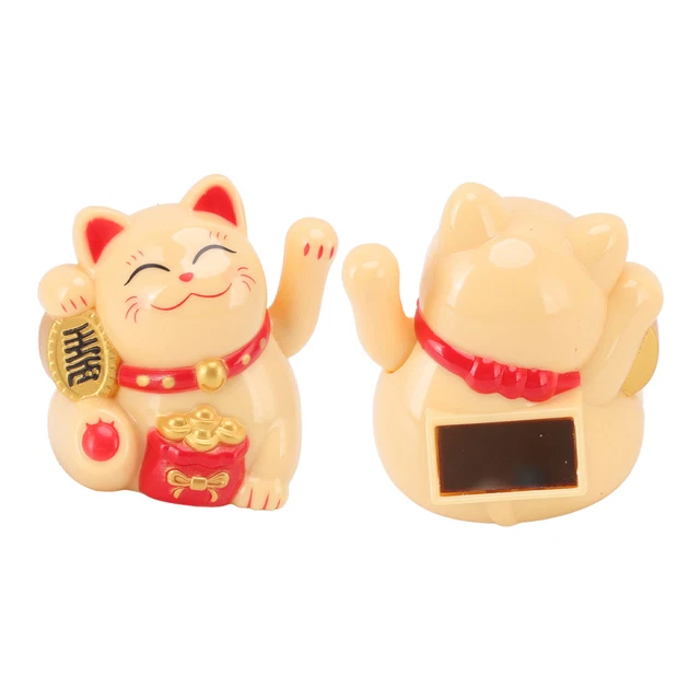 Sit Sideways YellowChinese Lucky Cat Fortune Cat Decoration Waving Arm BG