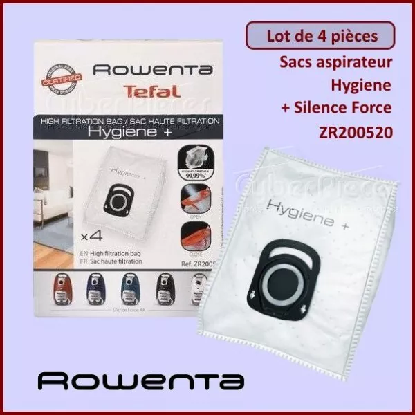 4 sacs aspirateur haute filtration hygiène + ZR200720 ROWENTA