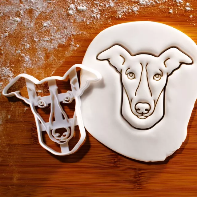 Whippet Face cookie cutter - sighthound dog portrait treats gazehound pet puppy