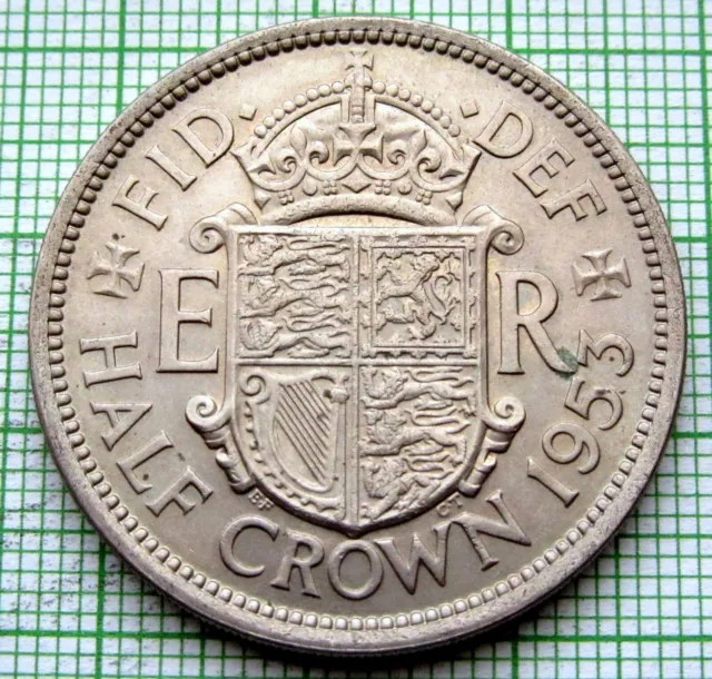 GREAT BRITAIN ELIZABETH II 1953 HALF CROWN HALFCROWN UNC LUSTRE one year type