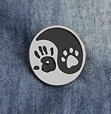 Cat Dog Brooch Pin Badge Pet Yin Yang Enamel Jewellery Gift Animal Lover Paw UK